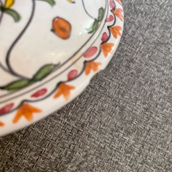 Hand painted in Brazil covered canister. See chips as noted. - Picture 6 of 11